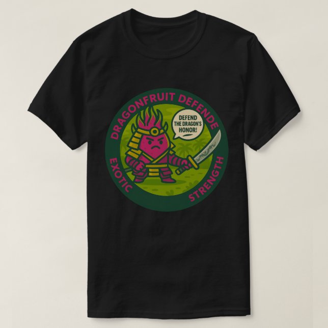Camiseta Defenda a Honra do Dragão Guerreiro Fruta  (Frente do Design)