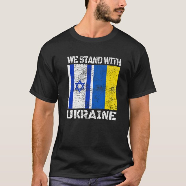 Camiseta Defendemos Com A Ucrânia O apoio de Israel à Ucrân (Frente)