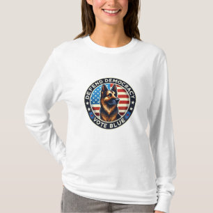 Camiseta Defender a Democracia - Votar Azul - German shephe