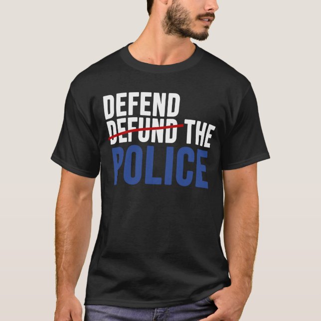 Camiseta Defender A Polícia Defender A Mídia De Trás Da Lin (Frente)