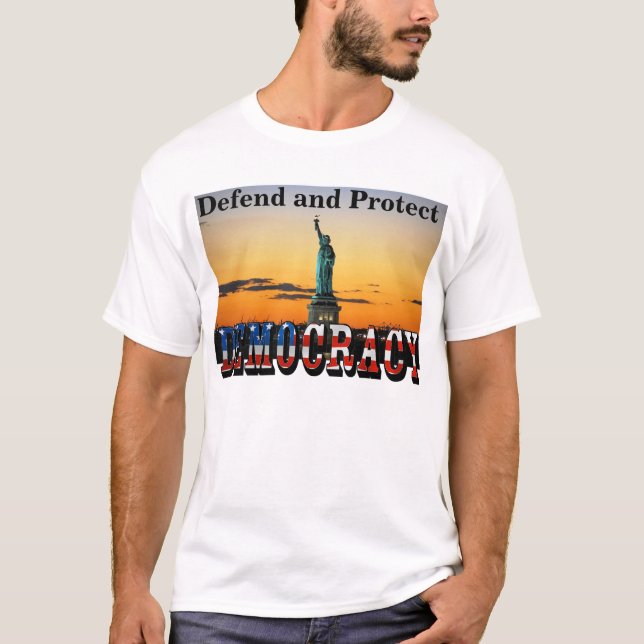 Camiseta Defender e proteger a DEMOCRACIA (Frente)