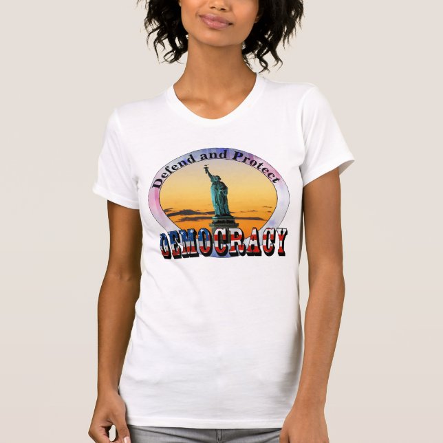 Camiseta Defender e proteger a DEMOCRACIA (Frente)