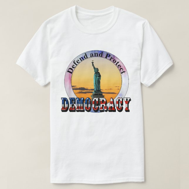 Camiseta Defender e proteger a DEMOCRACIA (Frente do Design)