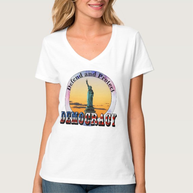 Camiseta Defender e proteger a DEMOCRACIA (Frente)
