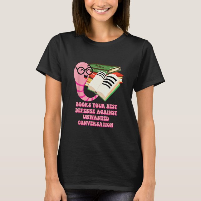 Camiseta Defense Against Conversation Bookworm Introvert (Frente)