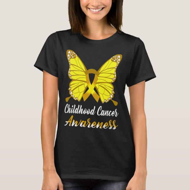 Camiseta Defensor da consciência infantil do Cancer Borbole (Frente)