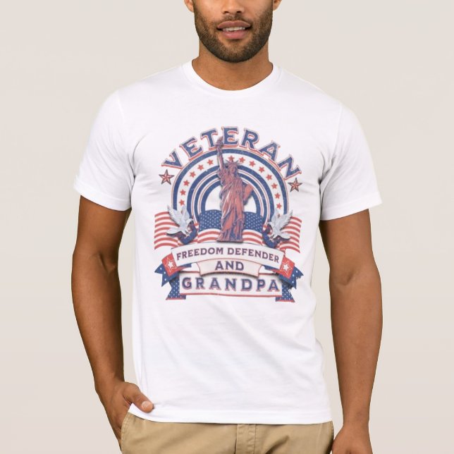 Camiseta Defensor da liberdade veterana e vovô (Frente)