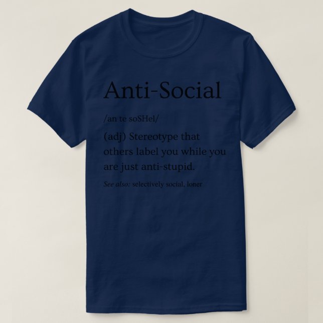 Camiseta Definição antissocial 2 (Frente do Design)