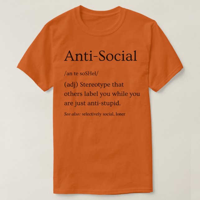 Camiseta Definição antissocial 3 (Frente do Design)