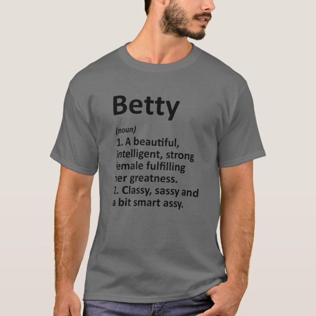 Camiseta Definição BETTY Nome Personalizado Engraçado Natal (Frente)