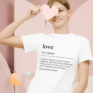 Camiseta Definição de amor correspondente ao dicionário sim