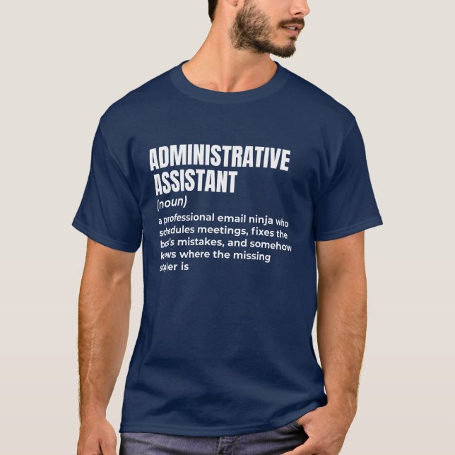 Camiseta Definição de Assistente Administrativo Funny (Frente)