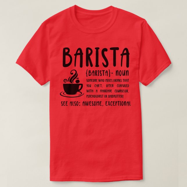 Camiseta Definição de Barista do Dia Nacional (Frente do Design)