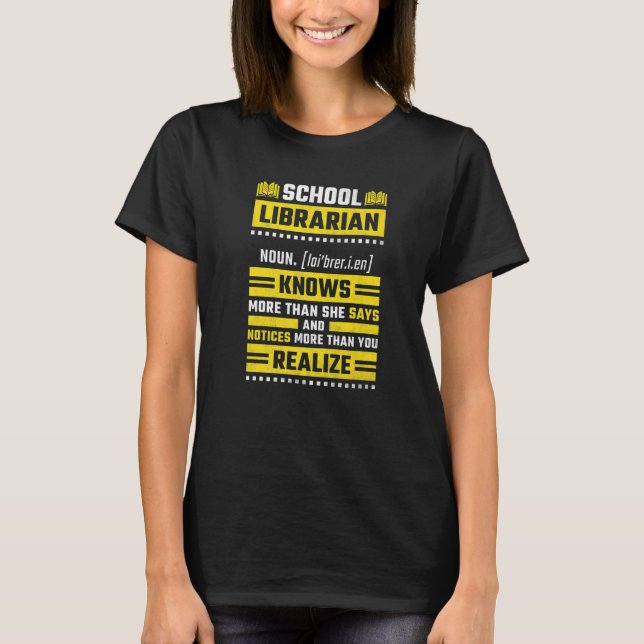 Camiseta Definição de Bibliotecas Escolares Femininas (Frente)
