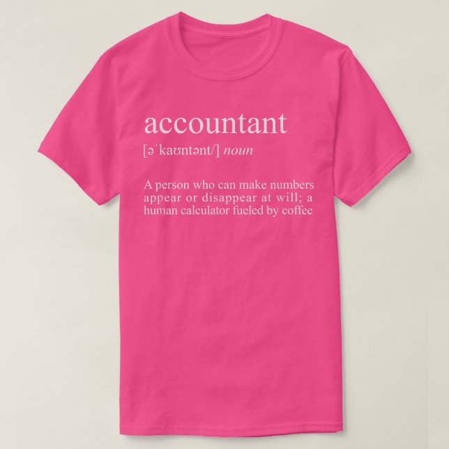 Camiseta Definição de ContabilistaContabilidade Engraçada (Frente do Design)