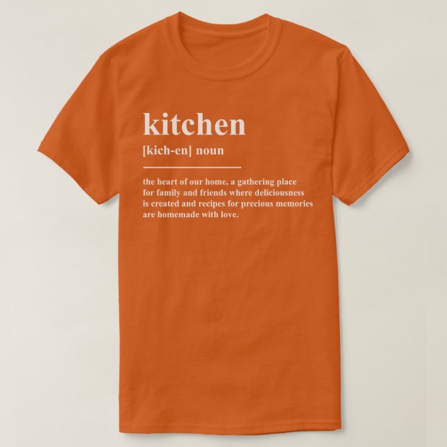 Camiseta Definição de cozinha (Frente do Design)