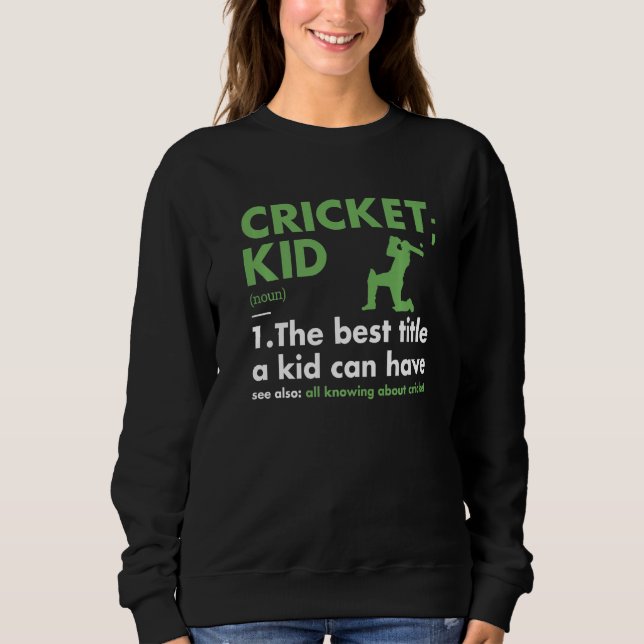 Camiseta Definição de Criança Esportiva Críquete Premium (Frente)