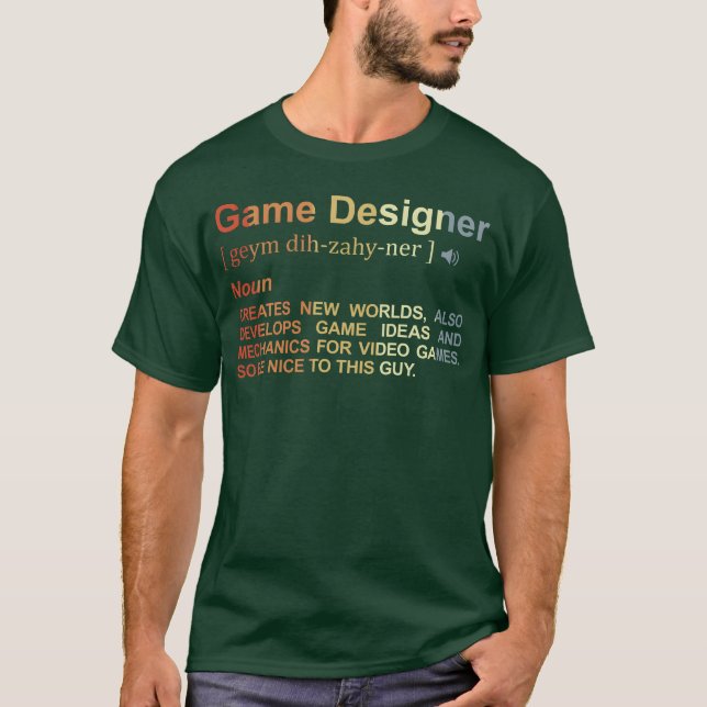 Camiseta Definição de Designer de Jogos retrô (Frente)