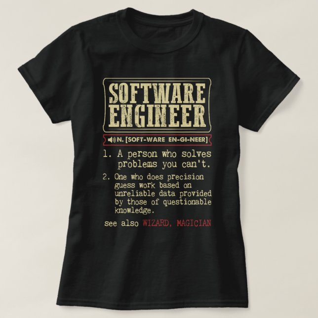 Camiseta Definição de Dicionário de Engenheiro de Software (Frente do Design)