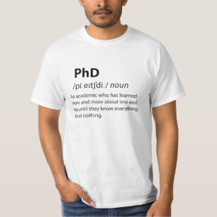 Camiseta Definição de Dicionário Engraçado PhD