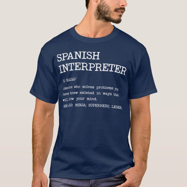 Camiseta Definição de intérprete espanhol design amigos dos (Frente)
