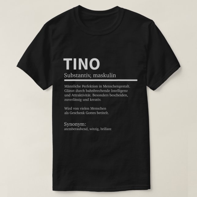 Camiseta Definição De Mens Denominação Tino Que Diz Nome Ti (Frente do Design)