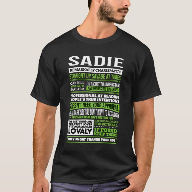 Camiseta Definição de Nome de Rapariga de Sadie (Frente)