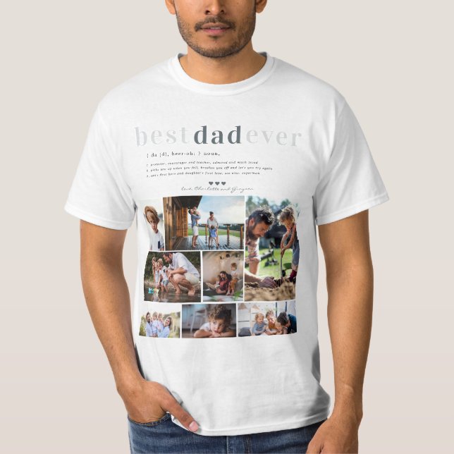 Camiseta Definição de Pai | 8 Fotos Personalizadas  (Frente)