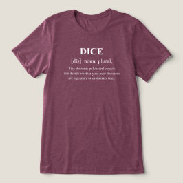 Camiseta Definição de RPG de Jogo Divertido de Dados Com Te