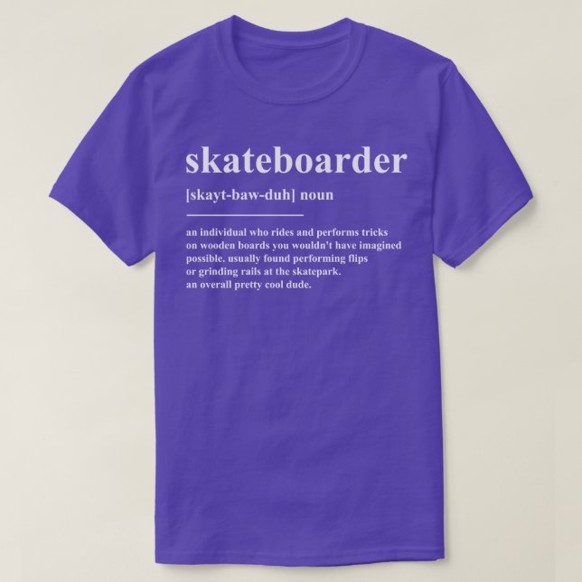 Camiseta Definição de skateboarder (Frente do Design)