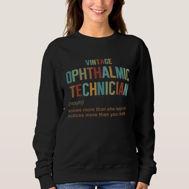 Camiseta Definição de Técnico Oftálmico Vintage para Mem  (Frente)