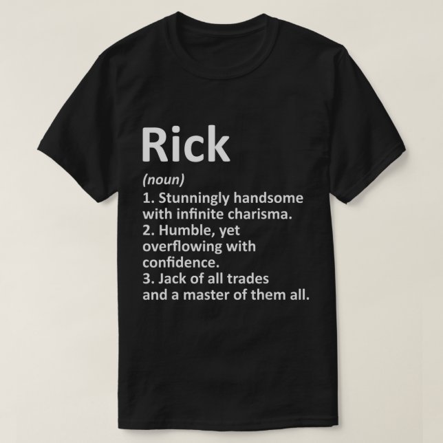 Camiseta Definição do rick Nome Personalizado Funny Birthda (Frente do Design)