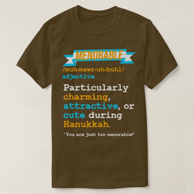 Camiseta Definição Menorável Judeu Hanukkah Chanukah Menora (Frente do Design)