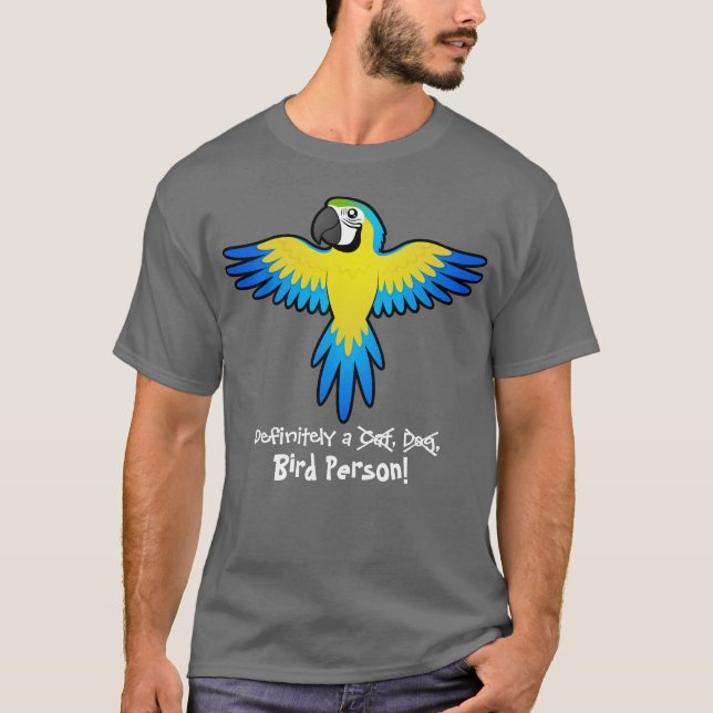 Camiseta Definida uma pessoa do pássaro (macaw/papagaio) (Frente)