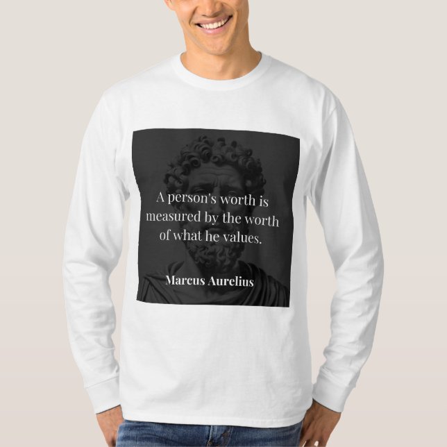 Camiseta Definindo Valor: Marcus Aurelius em Valores (Frente)