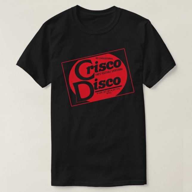 Camiseta Defunct Crisco Disco 70s, 80s, Gay NYC (Frente do Design)