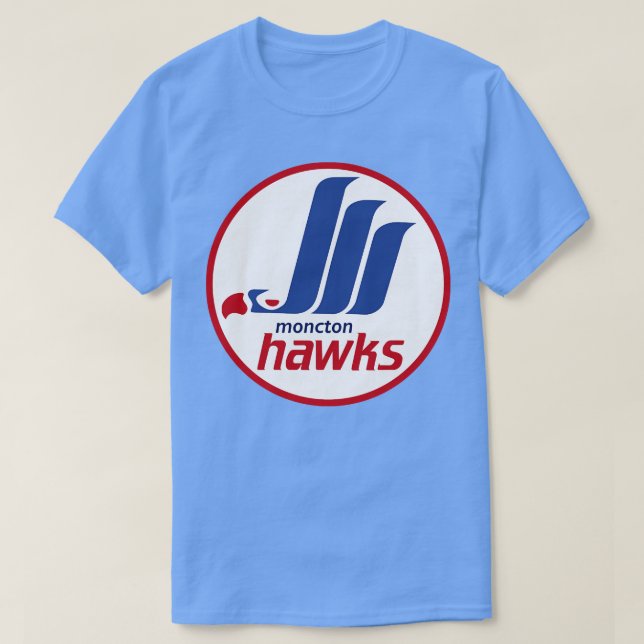Camiseta Defunct Moncton Hawks Hockey 1987 (Frente do Design)