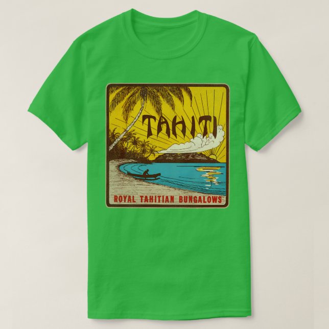 Camiseta Defunct Tahiti Bungalows Viagem Souvenir LuBagagen (Frente do Design)