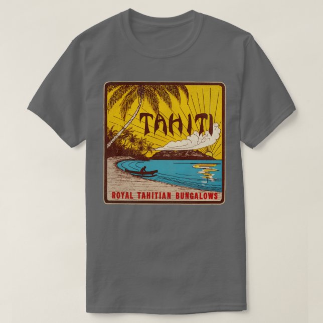Camiseta Defunct Tahiti Bungalows Viagem Souvenir LuBagagen (Frente do Design)