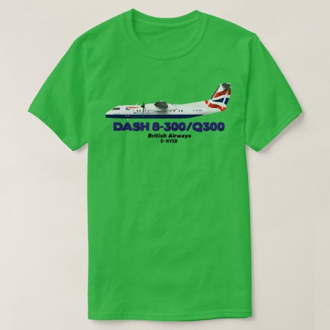Camiseta DeHavilland Canada Dash 8300Q300 British Airways (Frente do Design)