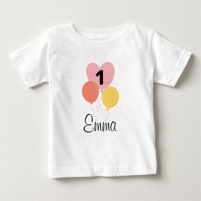 Camiseta DEIN DESIGN/Name Erster Geburtstag Luftballon Girl (Frente)