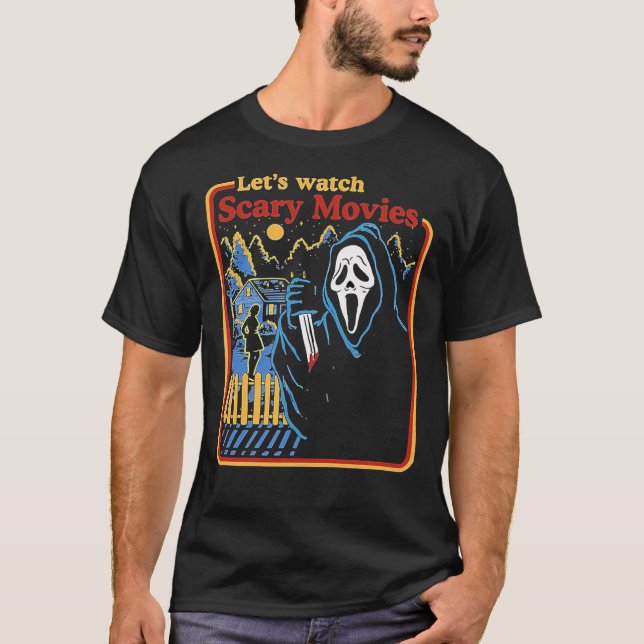 Camiseta Deixa-nos ver filmes assustadores Gritar horror at (Frente)