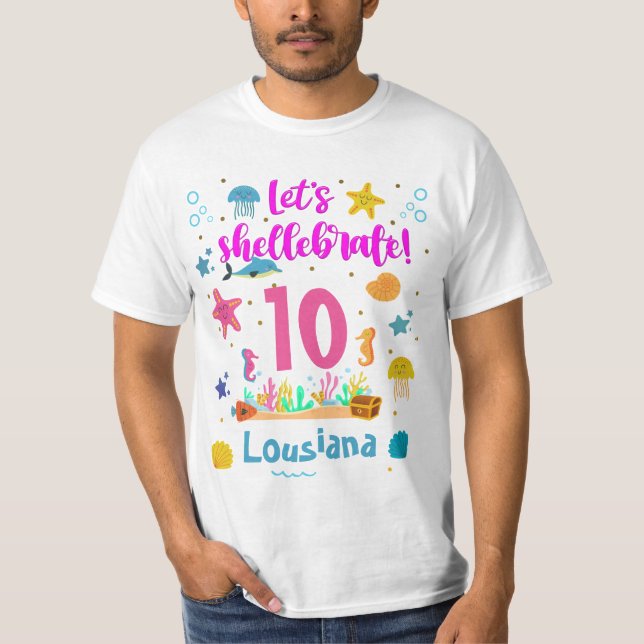 Camiseta Deixa-te abrigar o oceano marinho sob o aniversári (Frente)