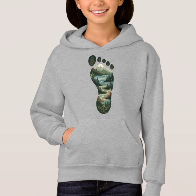 Camiseta Deixar Apenas Pegadas - Eco do Dia da Terra (Frente)