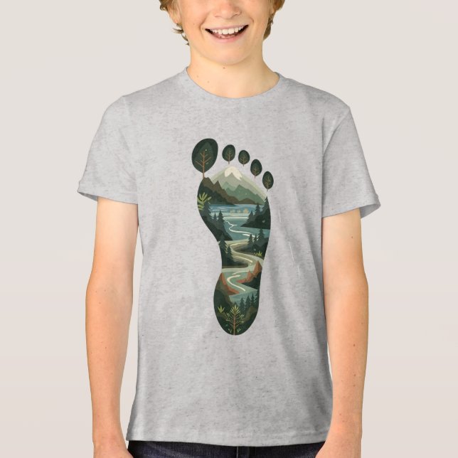 Camiseta Deixar Apenas Pegadas - Eco do Dia da Terra (Frente)