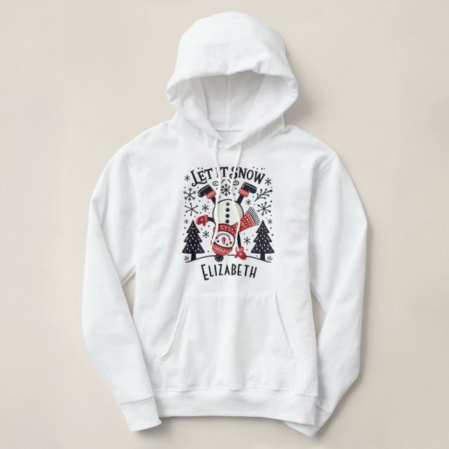 Camiseta Deixe-a nevar sofisticada árvore de Natal e boneco (Frente do Design)