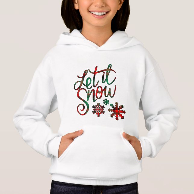 Camiseta Deixe-a nevar Xadrez Hoodie (Frente)