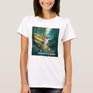 Camiseta Deixe as Aventuras Começarem Arte de Acampamento