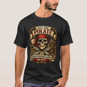 Camiseta Deixe as travessuras piratas começarem halloween v