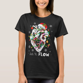 Camiseta Deixe Fluindo Xmas Anatomia Coração de Papai Noel 